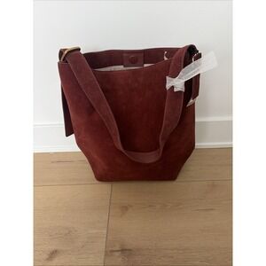 Margot New York Kaye Bucket‎ Tote Suede Minimalist Bag Burgundy Purse New w/ Tag